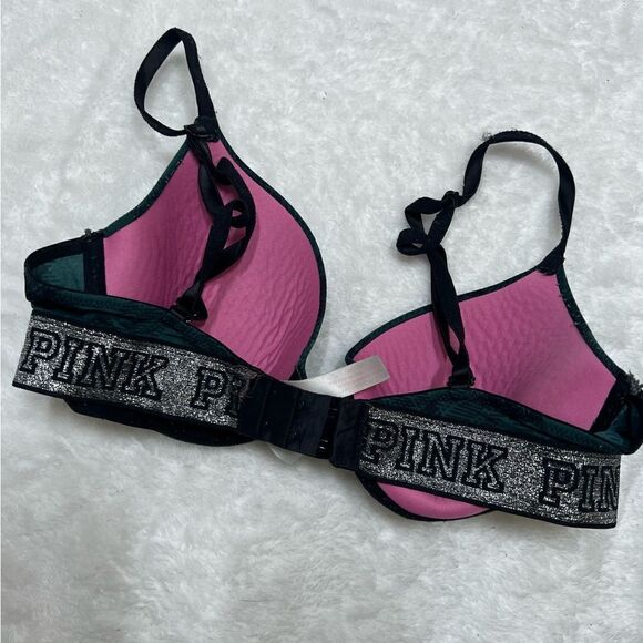 Pink Victoria’s Secret black and green bra size 34C - Picture 2 of 4